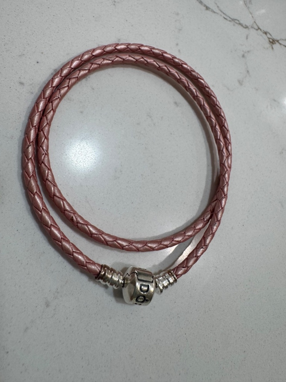 Authentic PANDORA DOUBLE LEATHER BRACELET 16" Light PINK Pre-owned - Picture 5 of 8